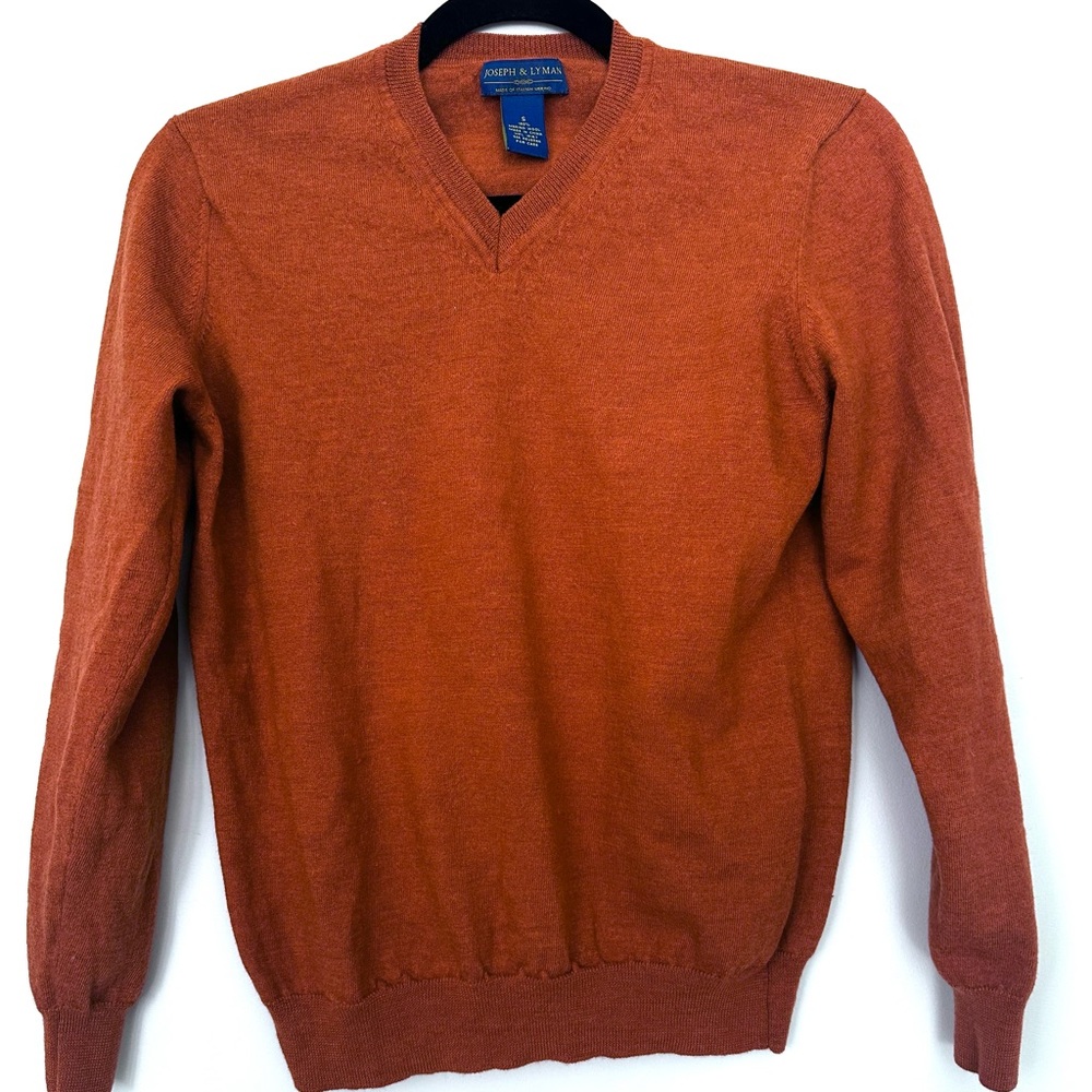 John & Lyman V-Neck Burnt Orange Sweater